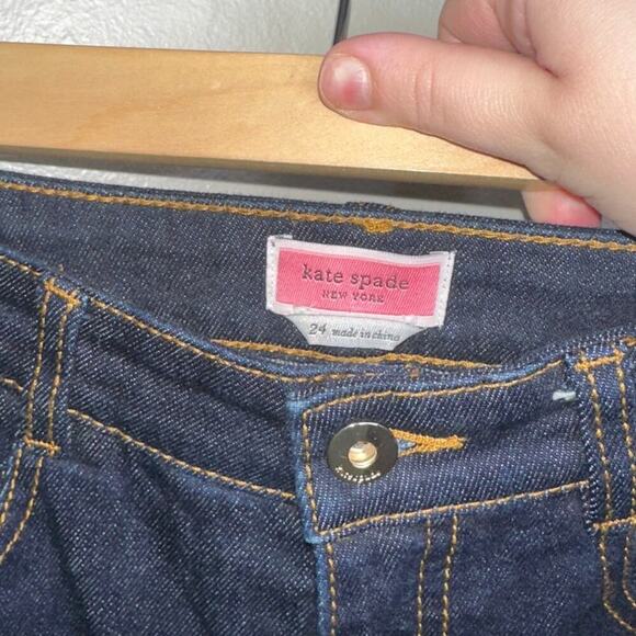 Kate Spade Denim Kick Flare Jeans Dark Wash Blue Size 24 Cropped Length - Picture 4 of 7
